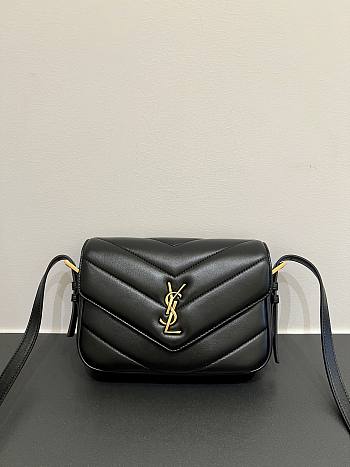 Colestore YSL  Saint Laurent LOULOU toy crossbody in MATELASSÉ lambskin in Black  21 x 14 x 5 cm