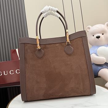 Colestore  Gucci Bamboo Tote large bag in dark brown suede 44 x 36 x 16cm