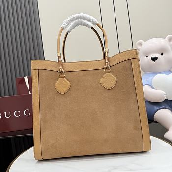 Colestore  Gucci Bamboo Tote large bag in light brown suede 44 x 36 x 16cm