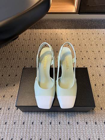 Colestore Chanel Fall Winter 2026 Slingbacks   Lambskin & Patent Calfskin  Light Green & White