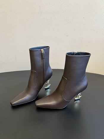 Colestore YSL  Saint Laurent OPYUM booties in smooth leather in Brown 