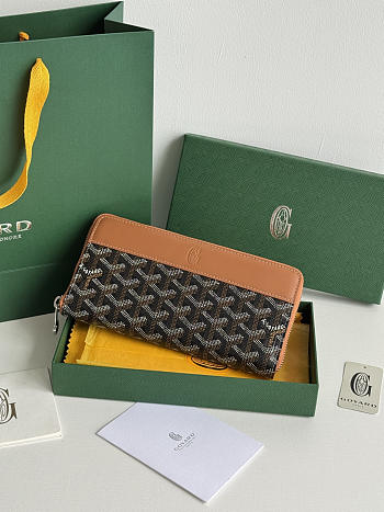 Colestore Goyard Matignon GM Wallet Initials Black and Tan 20 x 2.3 x 11cm