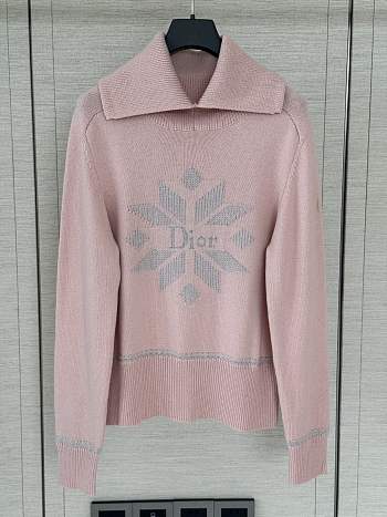 Colestore Dior DiorAlps Fitted Sweater Pink Dior Snowflake Wool-Cashmere-Blend Knit