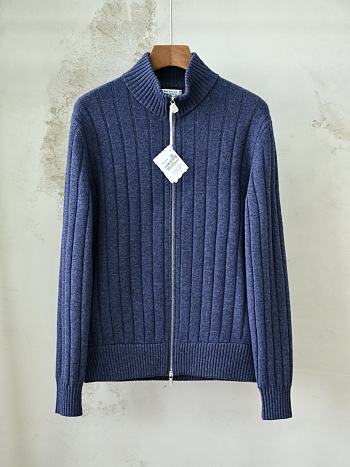 Colestore Brunello Cucinelli Cashmere cardigan with zipper Navy