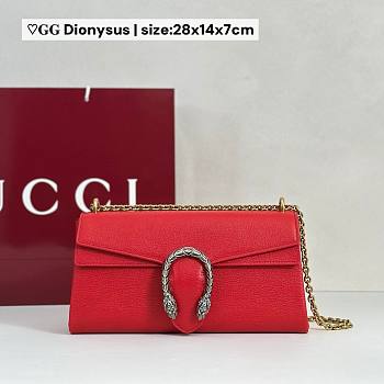 Colestore  Gucci Dionysus small shoulder bag in red leather 28 x 14 x 7 cm