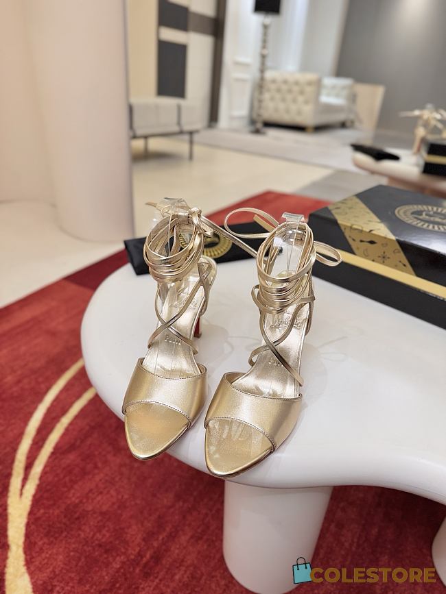 Colestore Christian Louboutin Fanny Randa 100 mm Strappy sandals - Laminated lamb nappa leather - Platine - 1