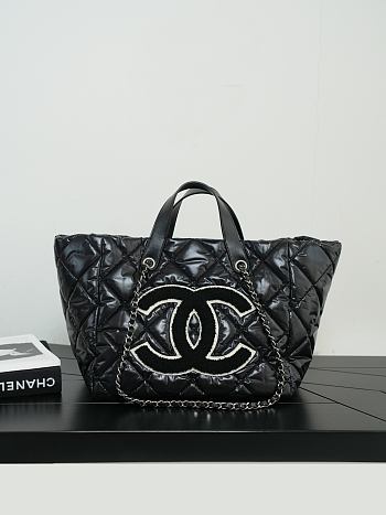 Colestore Chanel Tote   Nylon, Wool & Silver-Tone Metal  Black & Ecru  27 x 50 x 23cm