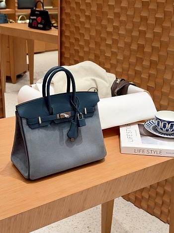 Colestore Hermes Birkin 25 Blue Grizzly Thalasa Palladium Hardware 