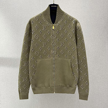 Colestore Louis Vuitton Reversible Monogram Jacquard Bomber Khaki / Navy Blue