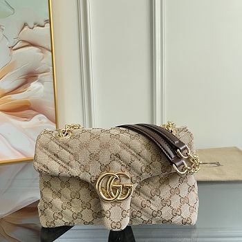 Colestore Gucci GG Marmont small shoulder bag in sand and brown GG canvas 23 x 17 x 9cm