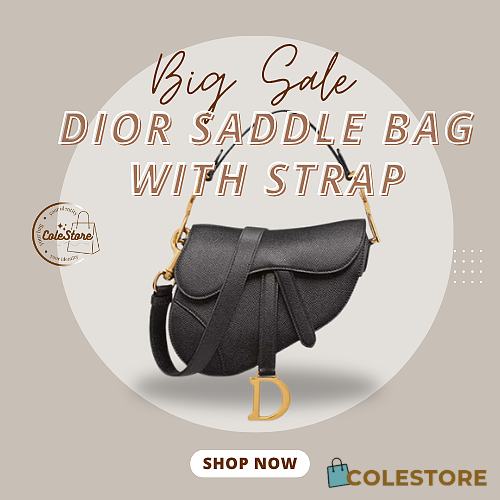 Colestore Dior Saddle With Strap Black Grained Calfskin 25.5x20x6.5cm - 1