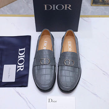 Colestore Dior Icons Loafer in Gray Crocodile-Embossed Leather