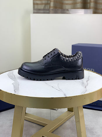 Colestore Dior Explorer III Derby Shoe Black Smooth Calfskin with Beige and Black Dior Oblique Jacquard