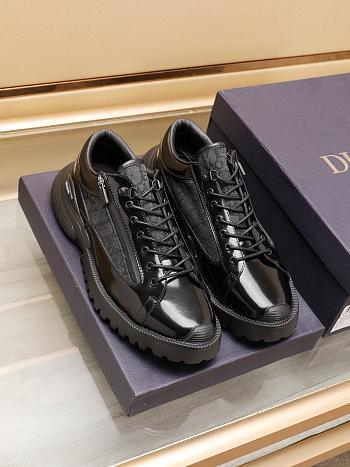 Colestore Dior Combat Derby Shoe Black Polished Calfskin and Black Dior Oblique Jacquard