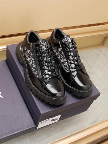 Colestore Dior Combat Derby Shoe Black Polished Calfskin with Beige and Black Dior Oblique Jacquard