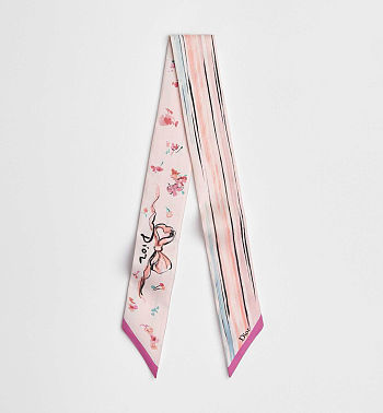 Colestore Dior Dioriviera Dior Floral Portrait Mitzah Scarf Pink Multicolor Silk Twill