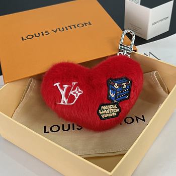 Colestore Louis Vuitton LV Lucky Heart Bag Charm Red 12 x 10 x 4.5cm