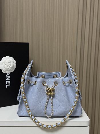 Colestore Chanel 25 Mini Handbag Grained Calfskin & Gold-Tone Metal Ice Blue 20x22x12.5cm
