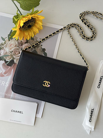 Colestore Chanel Wallet on Chain Grained Goatskin, Enamel & Gold-Tone Metal  Black 19 x 3 x 10cm