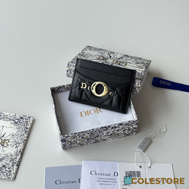 Colestore Dior Milly-La-Forêt Freesia Card Holder Black Macrocannage Lambskin 10.5 x 7.5 x 1 cm - 1