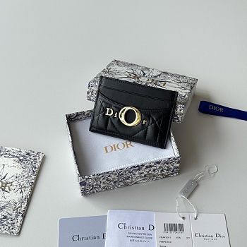 Colestore Dior Milly-La-Forêt Freesia Card Holder Black Macrocannage Lambskin 10.5 x 7.5 x 1 cm
