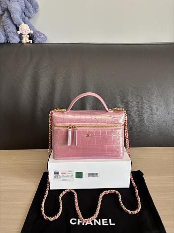 Colestore Chanel Fall Winter 2026 Vanity with Chain   Crocodile Embossed Iridescent Calfskin & Gold-Tone Metal Pink  17 x 19.5 x 5cm