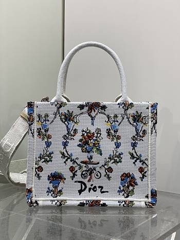 Colestore Dior Dioriviera Mini Dior Book Tote with Strap Multicolor Dior Arabesque Embroidery (21 x 16 x 6.5 cm)