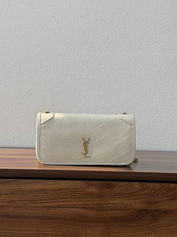 Colestore YSL Saint Laurent NIKI chain pouch in vintage leather White 20 x 11 x 3 cm